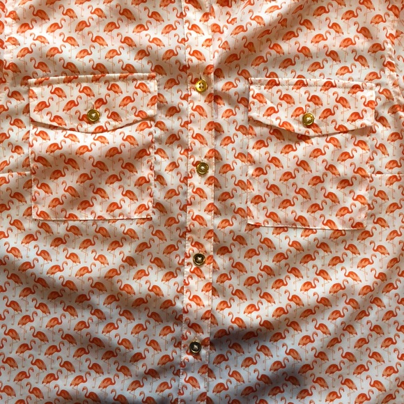 Flamingo Print Button-Down Blouse - Picture 6 of 6